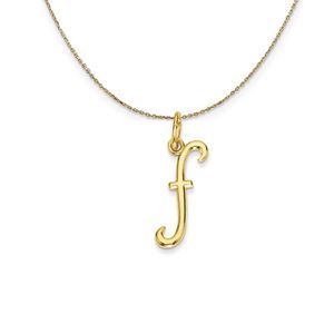 14k Yellow Gold, Claire Mini Lower Case Initial F Necklace - 18 Inch